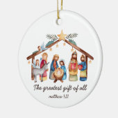 Het grootste geschenk van alle kerststal gewoonte keramisch ornament (Links)