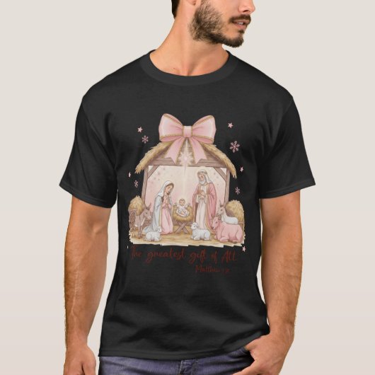 Het Grootste Geschenk van Alle Kerststal Kerstmis T-shirt (Voorkant)