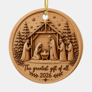 Het Grootste Geschenk van Alles 2026 Kerststal Hou Keramisch Ornament