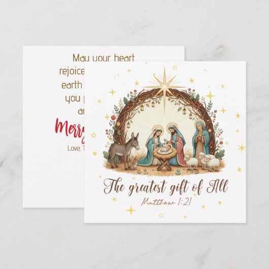 Het Grootste Geschenk van Alles” Kerstkaart met Ke (Voorkant / Achterkant)