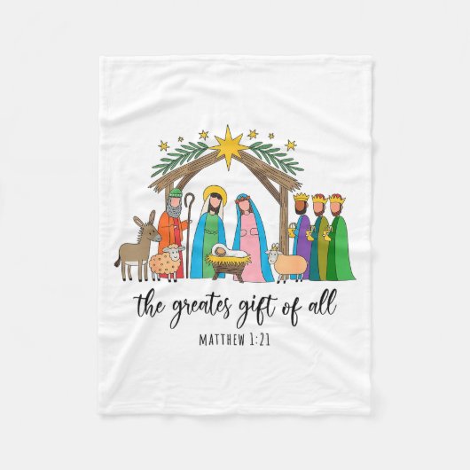 Het Grootste Geschenk Voor Alle Kerst Nativiteit J Fleece Deken (Voorkant)