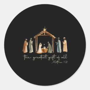 Het Grootste Geschenk Voor Alle Kerststal Jezus Ronde Sticker