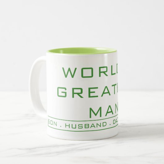 Het grootste Man ter wereld - Zoon, echtgenoot, va Tweekleurige Koffiemok (Voorkant links)