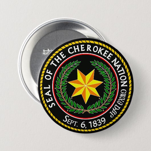 Het grootzegel van de Cherokee Nation Oklahoma Ronde Button 7,6 Cm (Voorkant /achterkant)