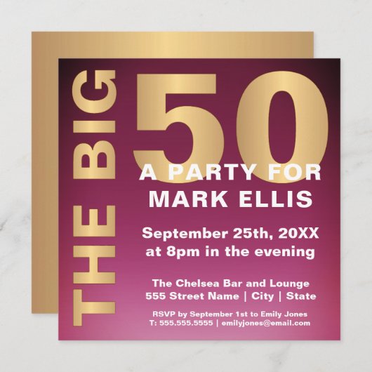 HET GROTE 50 GOLD-EFFECT | TWEEDE PARTIJ KAART (Voorkant / Achterkant)
