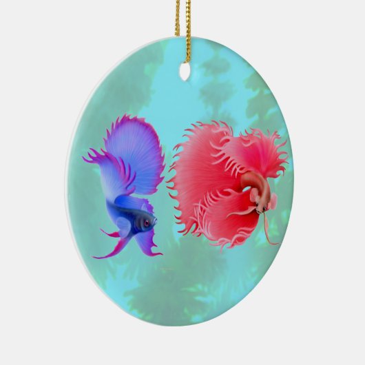 Het grote Betta Splendens strijden tegen vissiervi Keramisch Ornament (Rechts)