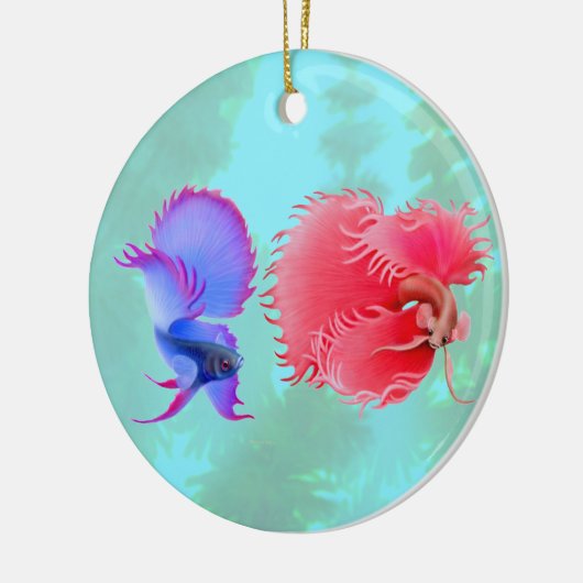 Het grote Betta Splendens strijden tegen vissiervi Keramisch Ornament (Links)