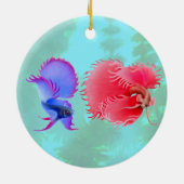 Het grote Betta Splendens strijden tegen vissiervi Keramisch Ornament (Achterkant)