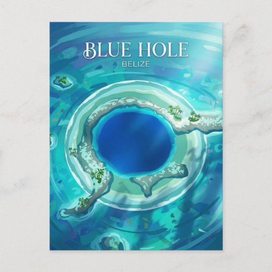 Het Grote Blauwe Gat Belize Briefkaart (Voorkant)