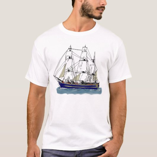 Het grote blauwe schip - Tall Ship T-shirt (Voorkant)