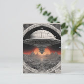 Het grote donkere ruimteschip voer diep door briefkaart (Staand voorkant)