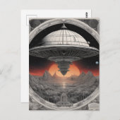 Het grote donkere ruimteschip voer diep door briefkaart (Voorkant / Achterkant)