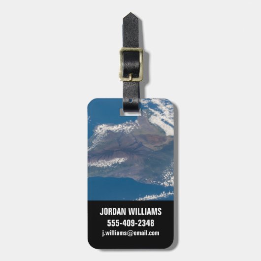 Het grote eiland Hawaï en zijn bergen Bagagelabel (Voorkant verticaal)