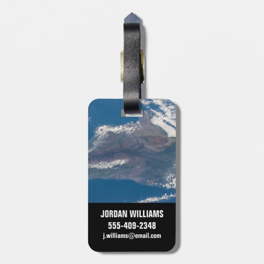 Het grote eiland Hawaï en zijn bergen Bagagelabel (Achterkant verticaal)