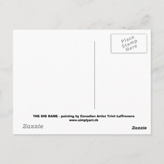 HET GROTE GAME HOCKEY-BRIEFKAART BRIEFKAART (Achterkant)