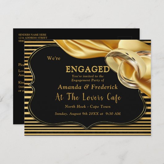 Het Grote Gatsby Verloving Uitnodiging Briefkaart (Voorkant / Achterkant)