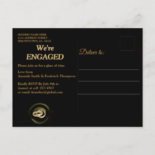 Het Grote Gatsby Verloving Uitnodiging Briefkaart (Achterkant)