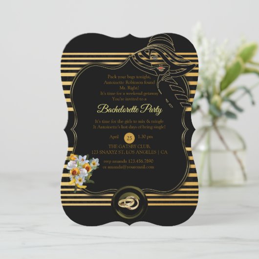 Het grote Gatsby vrijgezellenfeest Kaart (Staand voorkant)