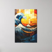 Het grote golf Glas in lood mozaïek artwork Canvas Afdruk (Voorkant)