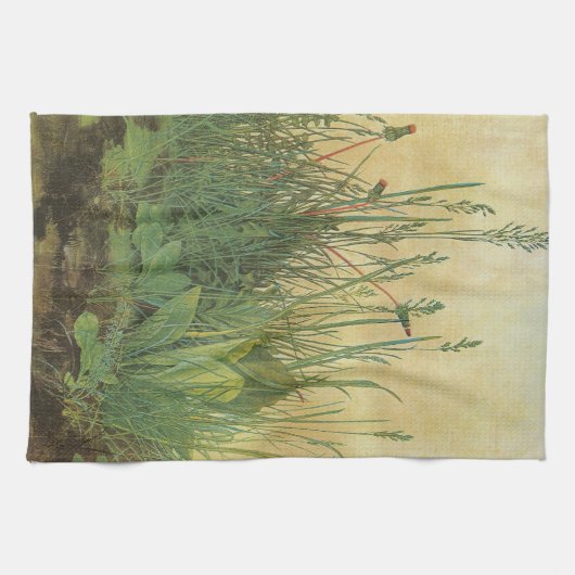 Het grote (Grote) stuk Turf van Albrecht Durer Theedoek (Horizontaal)