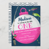 Het grote meisje dat de eerste verjaardag Vist Kaart (Voorkant / Achterkant)