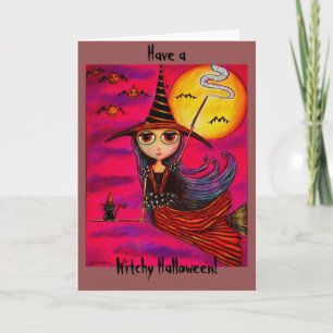 Het grote Meisje van de Heks van Halloween van het Kaart