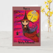 Het grote Meisje van de Heks van Halloween van het Kaart (Gele Bloem)