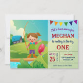 Het grote meisje Vist de eerste verjaardag Kaart (Voorkant)