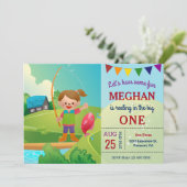 Het grote meisje Vist de eerste verjaardag Kaart (Staand voorkant)