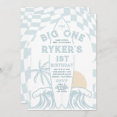 Het grote moderne Surf 1e verjaardagsfeestje Kaart (Voorkant / Achterkant)