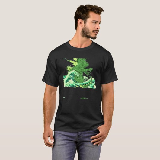 Het grote monster van Kanagawa Wave Team Godzilla  T-shirt (Voorkant volledig)