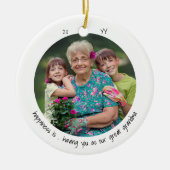 Het grote oma-fotogeluk is een korte minimalist keramisch ornament (Voorkant)