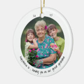 Het grote oma-fotogeluk is een korte minimalist keramisch ornament (Links)