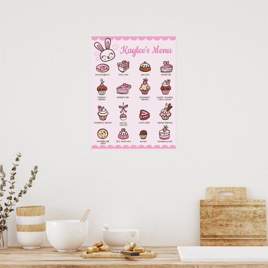 Het grote Poster van Kawaii Bakery van het Menu me (Keuken)