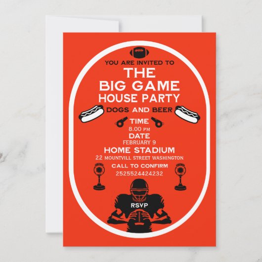 Het grote spel Football House Party Save The Date (Voorkant)