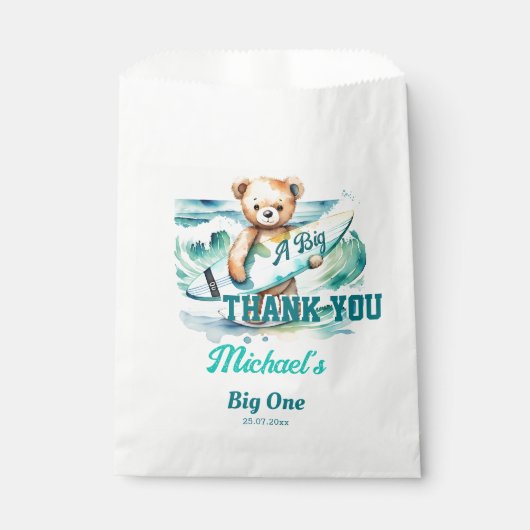 Het grote surfen verjaardagsfeest dank je bedankzakje (Voorkant)