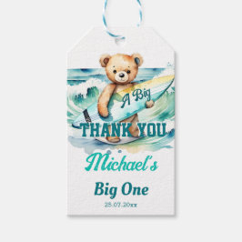 Het grote surfen verjaardagsfeest dank je cadeaulabel