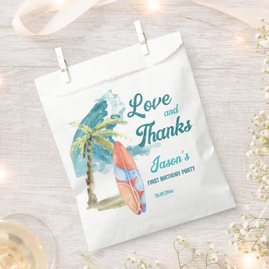 Het grote surfende retro-strandfeest bedankt je bedankzakje (Geknipt)