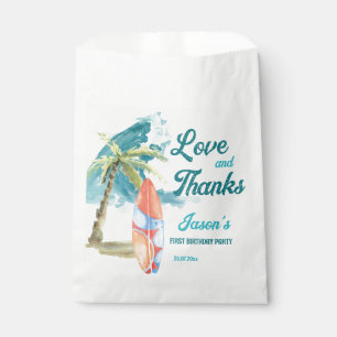 Het grote surfende retro-strandfeest bedankt je bedankzakje