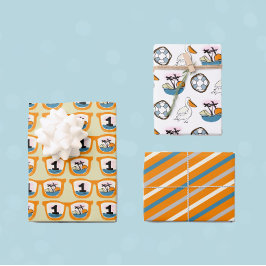 Het grote tropische strand eerste verjaardag inpakpapier vel