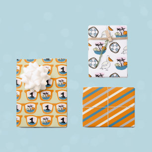 Het grote tropische strand eerste verjaardag inpakpapier vel