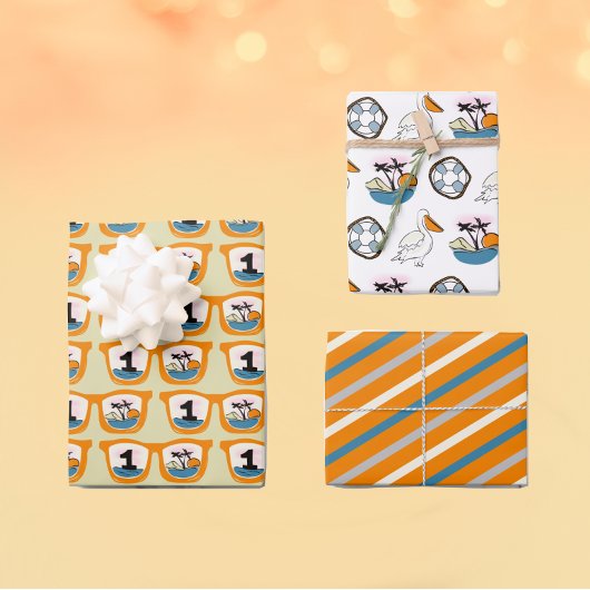 Het grote tropische strand eerste verjaardag inpakpapier vel