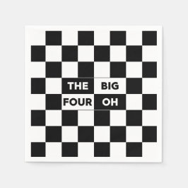 Het grote vier zwarte en witte gevarieerde patroon servet