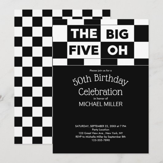 Het grote vijf zwarte en witte gevarieerde patroon kaart (Voorkant / Achterkant)