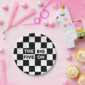 Het grote vijf zwarte en witte gevarieerde patroon papieren bordje (Feest)