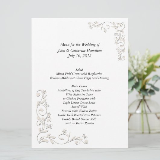 Het grote Wit en Zand Menu van de Lijst van de Wed (Staand voorkant)