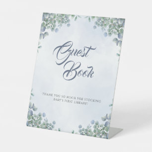 Het Guest Book is een Jongen Greenery Blue Waterve Reclamebord Met Voetstuk