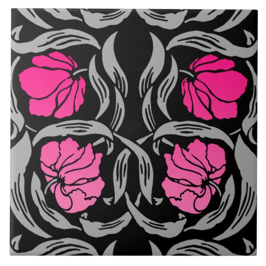 Het Guichelheil van William Morris, Fuchsiakleurig Tegeltje (Voorkant)