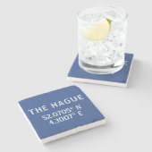 Het Haagse Latitude-langwerpblauw Stenen Onderzetter (Zijkant)