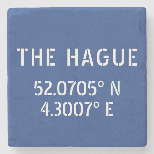 Het Haagse Latitude-langwerpblauw Stenen Onderzetter (Voorkant)
